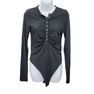 2/$20 Forever 21 Black Buttons Down Bodysuit Size: Large